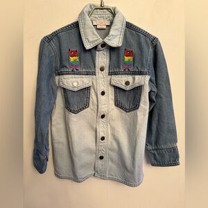 Stella McCartney Kids embroidered denim shacket shirt jacket 6T